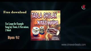 Tabla dholak loops Free Indian tabla dholak loops Bpm 92 E flat Minor 2 Black No copyright [upl. by Abihsat]