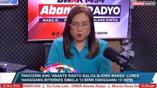 ABANTE RADYO BALITA BUONG BANSA  Quiboloy extended ang hospital detention  November 22 2024 [upl. by Alolomo]