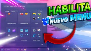 HABILITA Nuevo MENU de INICIO en Windows 11 BETA  Nuevas CATEGORIAS [upl. by Anauqahs]