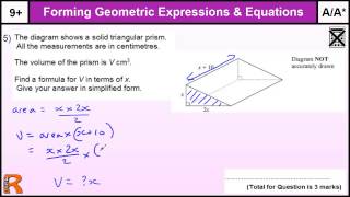 How to do Forming expressions amp equations C to A GCSE Higher Maths Exam revision practice amp help [upl. by Charlena]