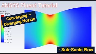 ANSYS CFD Tutorial Converging  Diverging Nozzle  Part 1 SubSonic Flow Condition [upl. by Mutz]