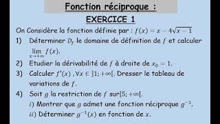 Fonction réciproque  Continuité  Exercice 1 Deuxième bac science شرح باللغتين العربية و الفرنسية [upl. by Sedberry]