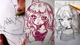 🖌️🎨Art drawing tiktok compilations  😍Anime 157 [upl. by Schwing184]