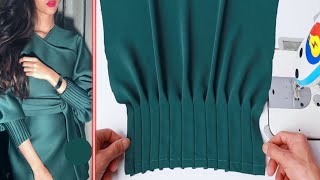 Very easy sleeve design with pin tucks to kurti cutting and stitching Sewing Tutorial and Technique [upl. by Philipa]