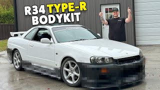 R34 Skyline Gets Genuine Uras Bodykit [upl. by Kwabena]