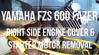 YAMAHA FZS 600 FAZER  HOW TO REMOVE RIGHT SIDE ENGINE COVER [upl. by Ainollopa]