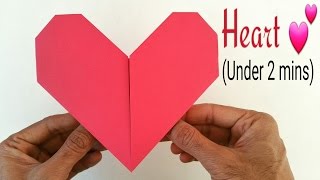 How to make an easy paper quot💕Heartquot under 2 minutesA4 paper  Valentine Origami for Beginners [upl. by Hagerman91]