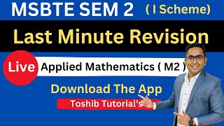 Msbte  Applied Mathematics sem 2  I Scheme  Toshib Tutorials [upl. by Lirba]