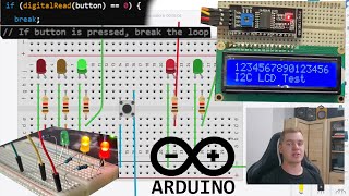 SYGNALIZACJA ŚWIETLNA LED Z PRZYCISKIEM  OBSŁUGA WYŚWIETLACZA LCD I2C  Gruby vs Arduino 2 [upl. by Fleisher]