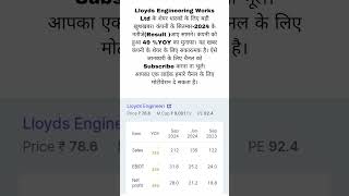 Lloyds Engineering Works Share Latest News Today  Lloyds Engineering Works Share Latest Result 2024 [upl. by Smiley376]