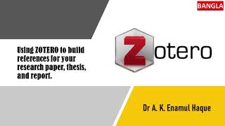 Referencing with Zotero in Bangla [upl. by Hortensa]