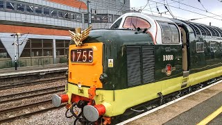 D9000 55022 royal Scots grey Deltic  90001 royal Scot at Doncaster train station 210423 trains [upl. by Bronder]