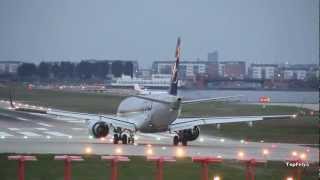 Embraer 190 Alitalia Skyteam Livery departing London City airport runway09 [upl. by Arihsa]