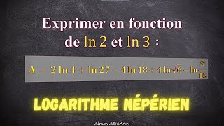 Logarithme Népérien  exercice corrigé Simplifier ln [upl. by Ynnos]