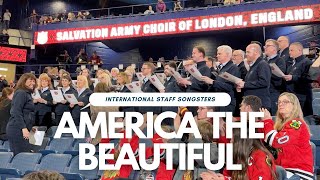 America the Beautiful  the International Staff Songsters sing at Chicago Wolves ice hockey match [upl. by Eiffe]