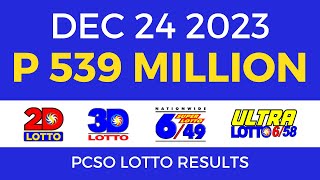 Lotto Result December 24 2023 9pm PCSO [upl. by Elicia]