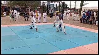 Finales Challenge Cup en Shotokan World karaté victoire Kanazawa en ceinture bleue sur Fouda KC [upl. by Laeria]