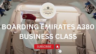 Emirates A380 Business Class Cabin  Onboard Lounge  From Boarding To Landing Flight Review [upl. by Weig227]