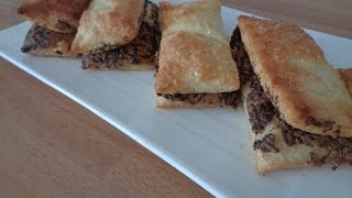 Hojaldre relleno de mantequilla de cacahuetes y chocolateمورقات بزبدة الفول السوداني [upl. by Eilloh]