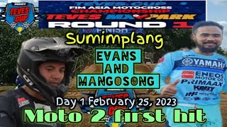 Bornok Mangosong and Joel Evans sumimplang  Moto 2 Teves Mx park  First hit [upl. by Anaeerb]