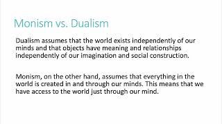 Monism vs Dualismus in social sciences [upl. by Ulrich]