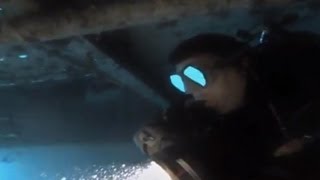 Shark attack caught on video  The divers air tube was bitten by the shark [upl. by Aziaf]