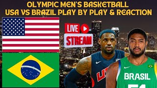 LIVE  Olympic Mens Basketball  USA Vs Brazil Play By Play amp Reaction QUARTERFINALS [upl. by Martijn404]