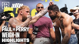 Jake Paul vs Mike Perry Weigh In Descends Into Brawl [upl. by Adleremse]