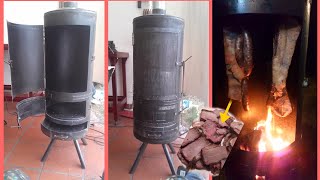 DIY homemade Barrel BBQ Smoked Chulengo vertical Ahumador casero [upl. by Lydia]