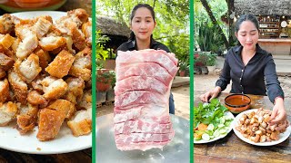 quotExtreme Crispy Pork Bellyquot Mommy Chef Sros Cook Crispy Pork belly and Eat  Cooking with Sros [upl. by Martelle]