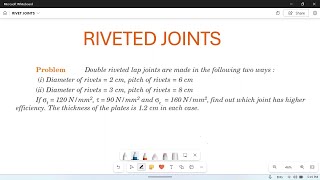 Riveted Joints 05 Failure and Efficiency of double riveted lap joints Numerical Problem [upl. by Amal]