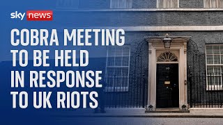 Downing Street live Emergency COBRA meeting held after weekend of UK riots [upl. by Seerdi]