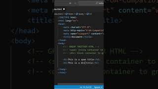 Span Or Div Tag In HTMLhtml coding webdevelopment htmlelement attributes shorts [upl. by Syla]