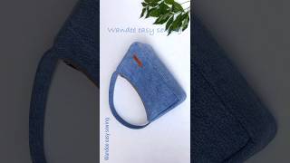 How to sew denim pouch bag tutorial from scrap old jeans wandeeeasysewing pouchbag sewingtutorial [upl. by Aloisius]