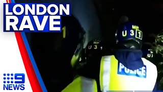 Illegal rave shut down amid strict lockdown in UK  9 News Australia [upl. by Doubler]