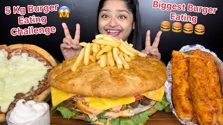 BIGGEST BURGER EATING CHALLENGE 🍔😱 5 KG CHICKEN BURGER EATING CHALLENGE  PIZZA AND SPRING ROLLS [upl. by Maillij]