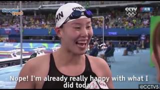 RIO Olympics 2016 Funny Chinese Swimmer Interview Fu Yuanhui [upl. by Tichonn]