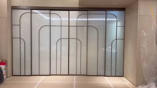 Interior automatic sliding smart glass doors Two synchronous telescopic automatic door openers [upl. by Brad]