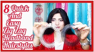 8 Quick And Easy Zig Zag Headband Hairstyles  Zig Zag Headband [upl. by Berenice]