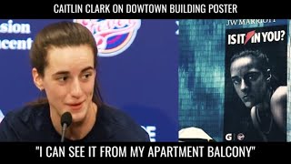 Caitlin Clark Sees 115 Foot Poster From Her Apartment caitlinclark [upl. by Aihsad]