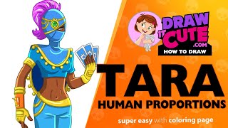 How to draw Iris Tara human proportions  Brawl Stars drawing tutorial with coloring page [upl. by Oad]