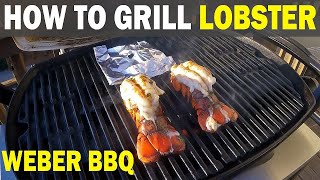 TASTY HOW TO GRILL LOBSTER TAILS on a Weber Q [upl. by Nylarak]