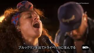 Alicia Keys amp Jay Z Empire State of MindLiveTimes SquareJPSub日本語字幕 [upl. by Neerual]