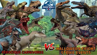 Ferocious Carnivores vs Halloween Fright Strike Events  Jurassic World Alive [upl. by Weingartner775]