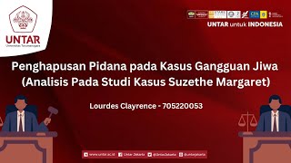 UTS HUKUM PIDANA  Penghapusan Pidana pada Kasus Suzethe Margaret yang Gangguan Jiwa [upl. by Nevah]