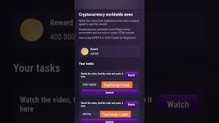 TapSwap code video Cryptocurrency Worldwide News [upl. by Nosnaj]