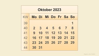 Kalender Oktober 2023 [upl. by Medea]