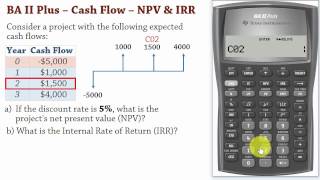 BA II Plus  Cash Flows 1 Net Present Value NPV and IRR Calculations  DCF [upl. by Merrill]