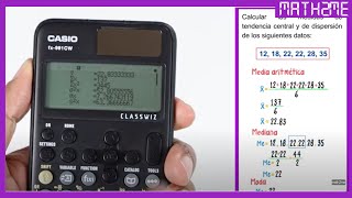 5 ejercicios de Medidas de Tendencia Central y de Dispersión con tu calculadora  Casio fx991cw [upl. by Ferro]