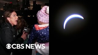 Emotional response from anchor during solar eclipse totality in Niagara Falls [upl. by Manoop]